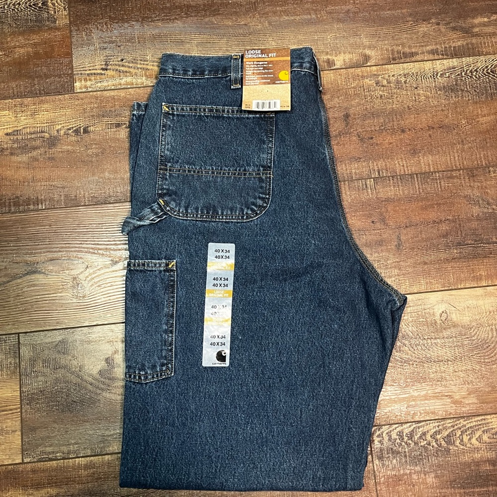 Carhartt Blue 40x34 Loose Original Fit Jeans Classic Denim - Picture 3 of 5